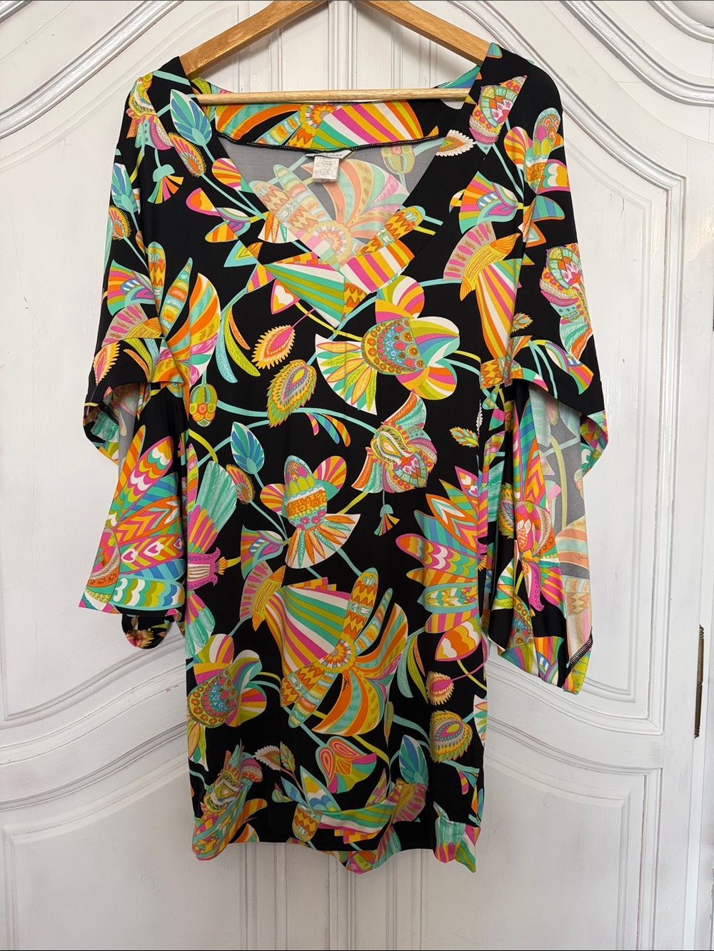 Trina Turk Tahitian Floral Paisley Swim Cover-Up Tunic Dress Old Money Resort L